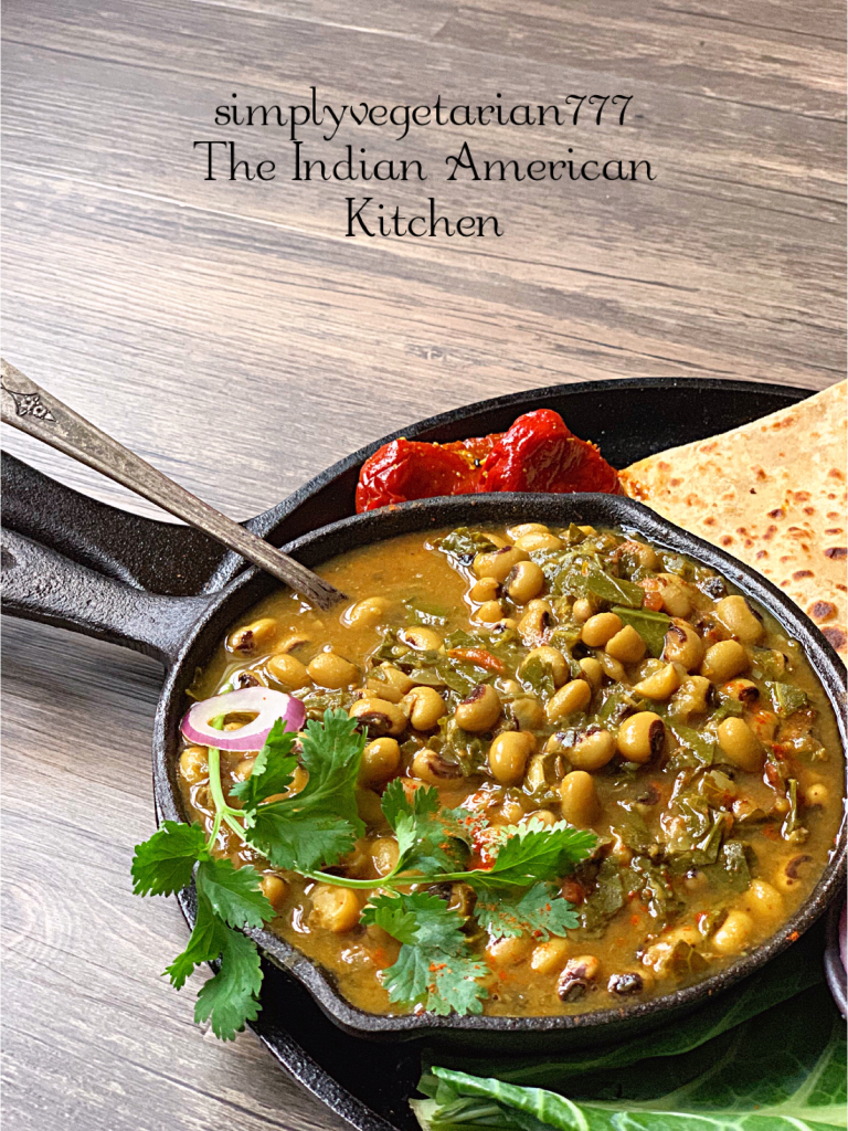 Black Eyed Peas Curry is a super delicious curry made in Instant Pot. It is a vegan and glutenfree stew. Warm Indian Spices make it perfect for any season. #collardgreensbeans #instantpotbeans #instantpotvegetarian #instantpotrecipes #blackeyedpeascollardgreens #newyearsbeansandgreens #blackeyedpeascurry #instantpotstew