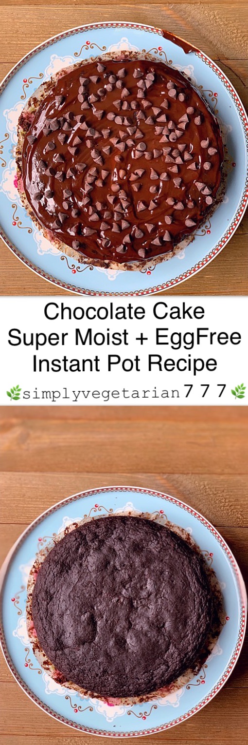 Eggless Chocolate Cake Instant Pot Recipe is Easy & Super Moist Recipe. It is a simple recipe made with few ingredients and really delicious. A perfect Holiday Recipe to make with your kids. #egglesscake #egglesschocolatecake #instantpotchocolatecake #easycakerecipe