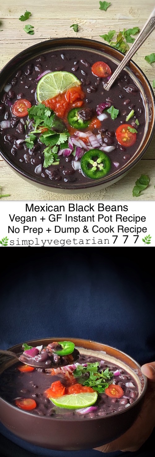Instant Pot Mexican Black Beans is a must make recipe. It is not only Vegan & Gluten-free but also a Dump & Cook Recipe. The Vegan Mexican Black Beans or Frijoles Negros are best served as a side to your Mexican spread or eat as is as a Black Bean Soup. #mexicanblackbeans #instantpotblackbeans #instantpotveganbeans #instantpotmexicanbeans #frijolesnegros #blackbeansoup