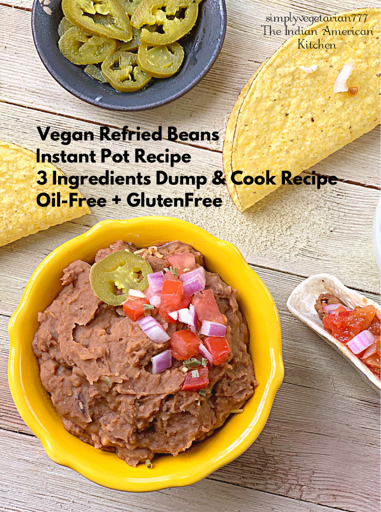 This 3 Ingredients Refried Beans Instant Pot Recipe is a keeper recipe. All the Tex Mex food lovers will love this VEGAN REFRIED BEANS recipe. It is quick, easy and needs no prep at all. Just dump it all in your Instant Pot and you have the best REFRIED BEANS ever. #instantpotrefriedbeans #veganrefriedbeans #mexicanbeans #easybeans #pintobeans