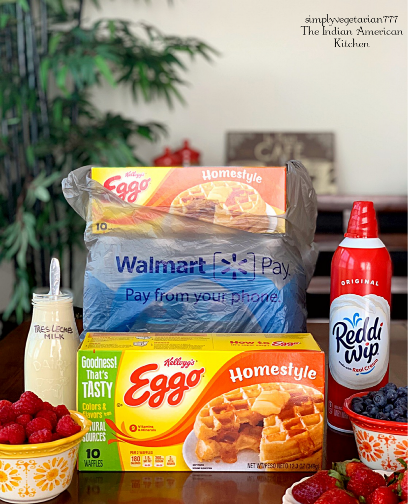 Tres Leches Waffles are super yum. These are made with Eggo Waffles, Reddi-Wip bought from Walmart. And are best enjoyed while watchig SPIRIT RIDING FREE on Netflix. #AddSpirit2Breakfast #Pmedia #ad #waffles #tresleches #whippedcream #breakfastideas