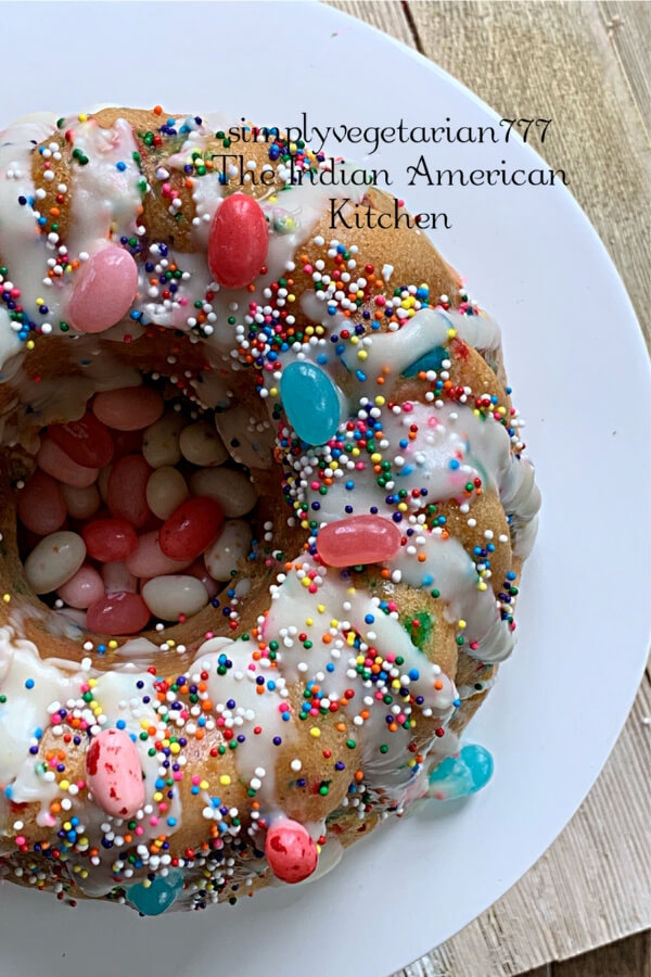 Funfetti Cake in Instant Pot is super moist & really delicious. It is perfect to make this cake for Easter Brunch or any occasion. It does not taste like pudding at all. #confetticake #funfetticake #eastercake #instantpotcake #easycakerecipe