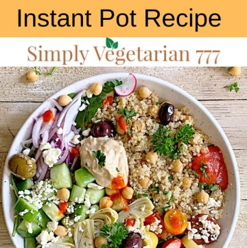 Salad is a yummy, easy & quick Healthy Salad Recipe. Since this Instant Pot Quinoa Salad is done in only 2 minutes, it is great for your light lunches or busy weeknight meals. You also get the Recipe for Spicy Roasted Pepper Sauce along with a short video. #instantpothealthyrecipes #quinoasaladrecipe #mediterraneanquinoasalad #roastedpeppersauce