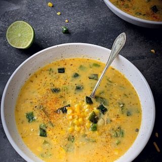 Roasted Poblano Cheddar Soup in Instant Pot