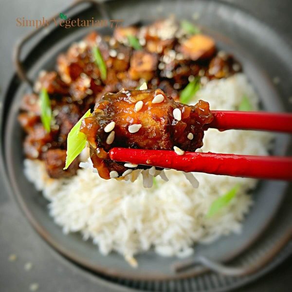 Crispy Air Fryer Tofu in Asian Sauce Recipe simplyvegetarian777