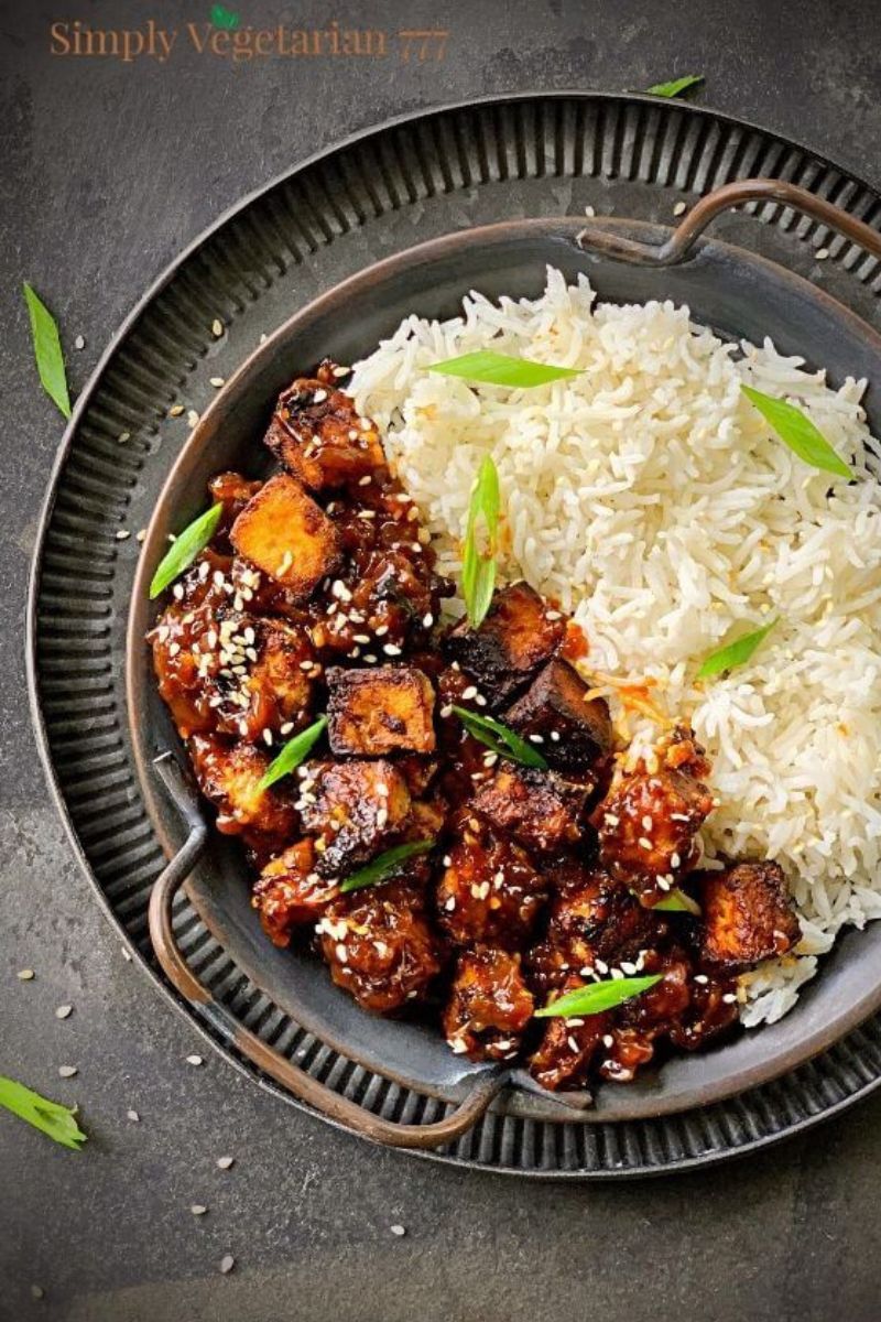 This Crispy Tofu in ASian Sauce with Rice is a delicious meal and so easy to make at home.